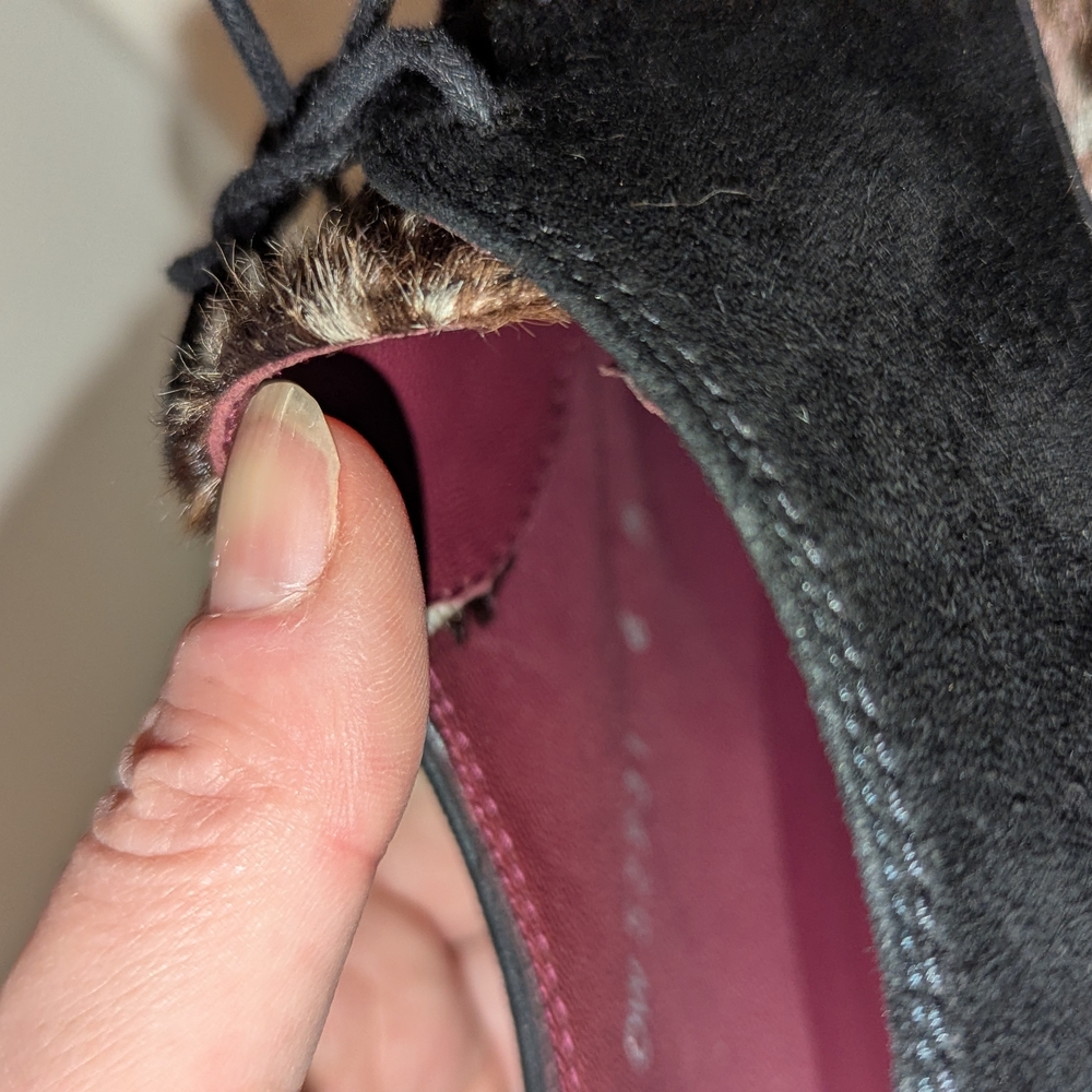 Stuart Weitzman Black and Animal Print Platform Shoes - Picture 8 of 8